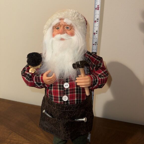 Santa Figure With Toy Soldier Hammer Screws + Apron Gift 16” - Picture 10 of 10